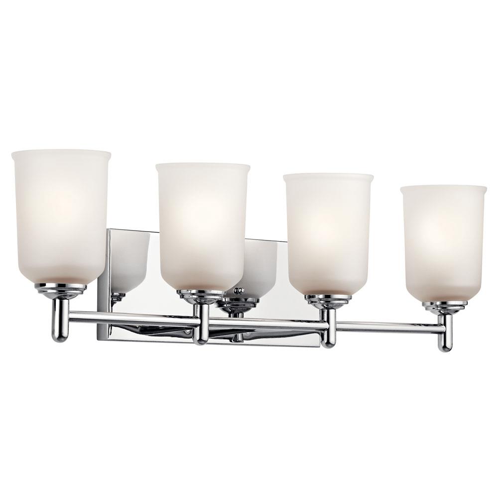 Kichler 45575CH Shailene 29.5" 4 Light Vanity Light with Satin Etched Glass in Chrome in Chrome